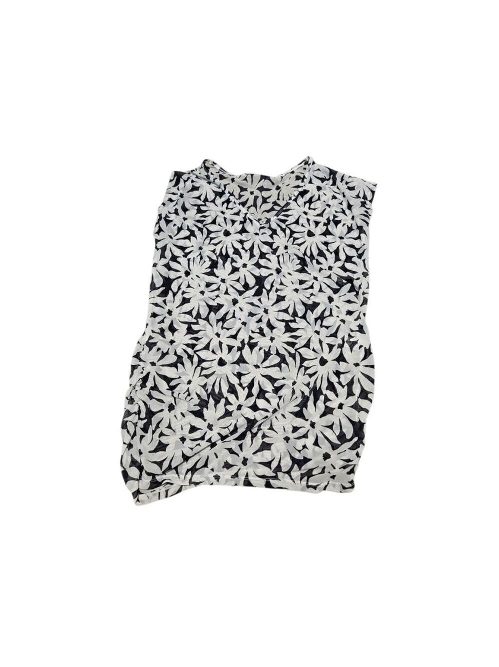 Liz Claiborne White Black Floral V-Neck Swim Coverup Size M - Picture 4 of 8